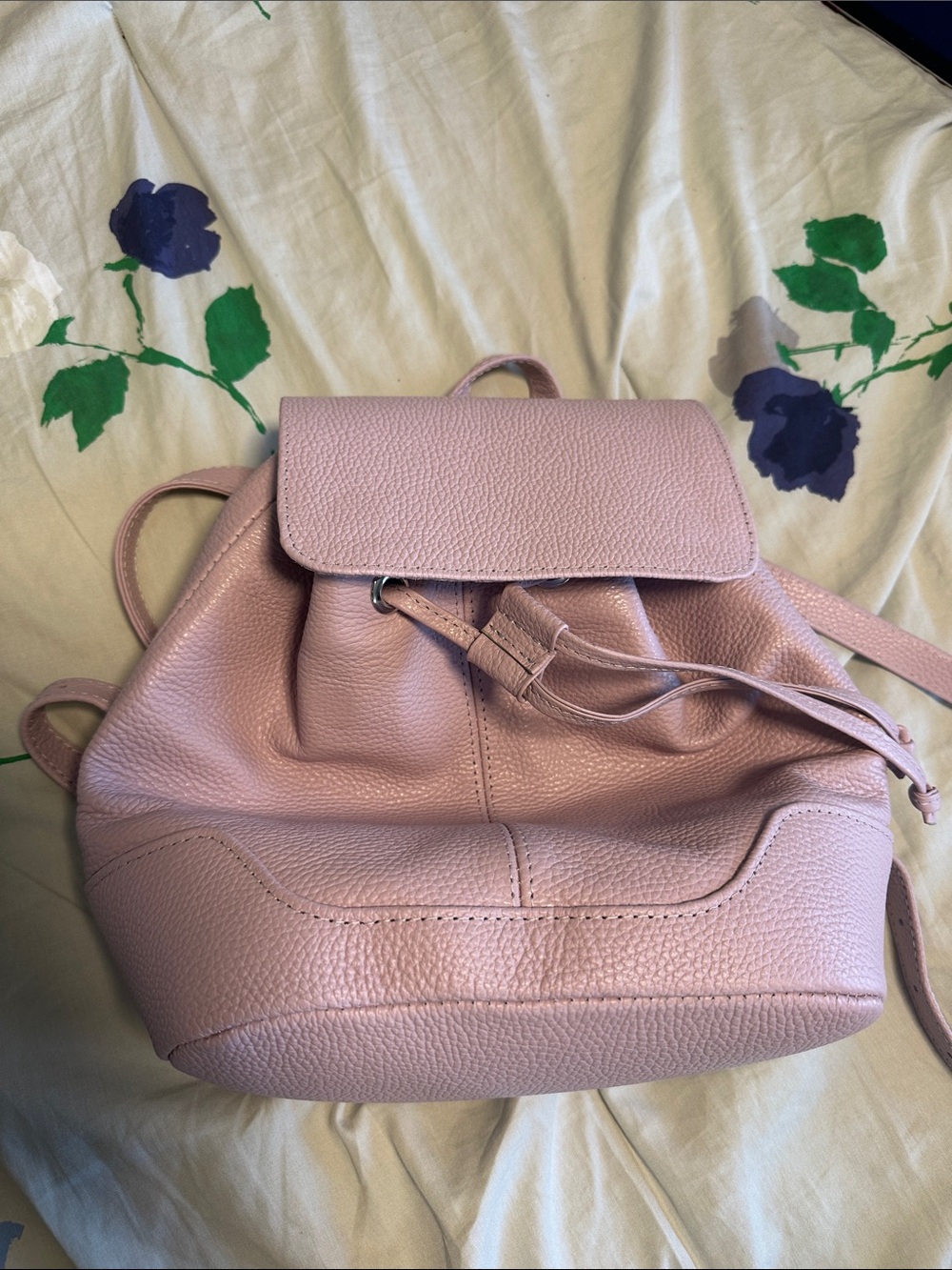 Women’s Pink Pebbled Leather Backpack
